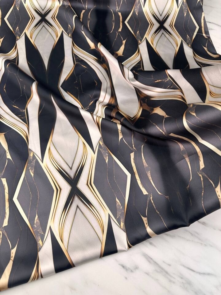 Verda Desen Elbiselik Gömleklik İpek Saten Kumaş