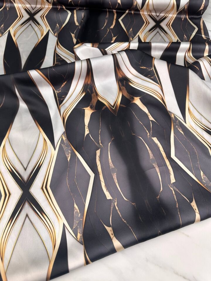 Verda Desen Elbiselik Gömleklik İpek Saten Kumaş