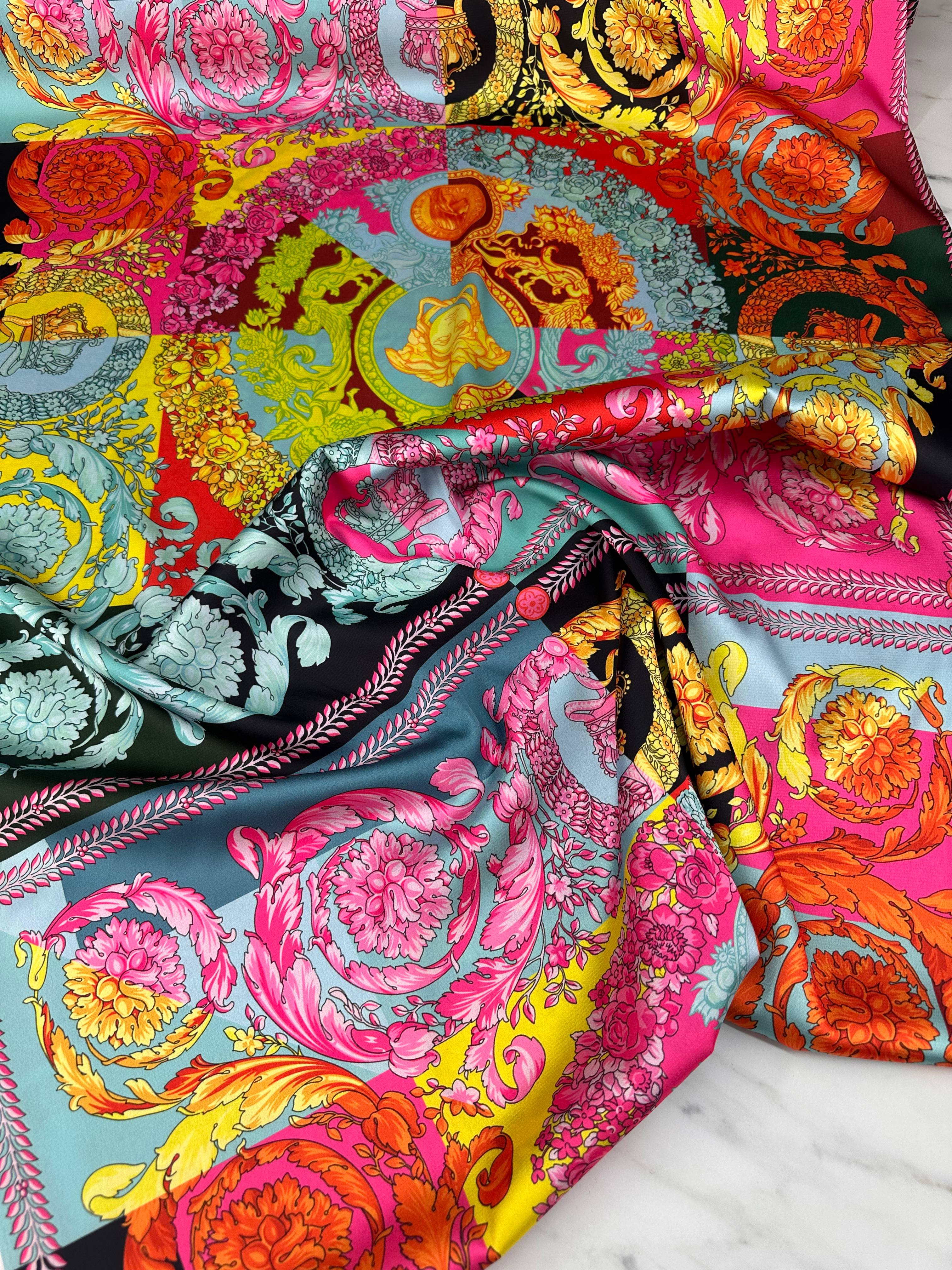 Viyana Desen Elbiselik Gömleklik İpek Saten Kumaş