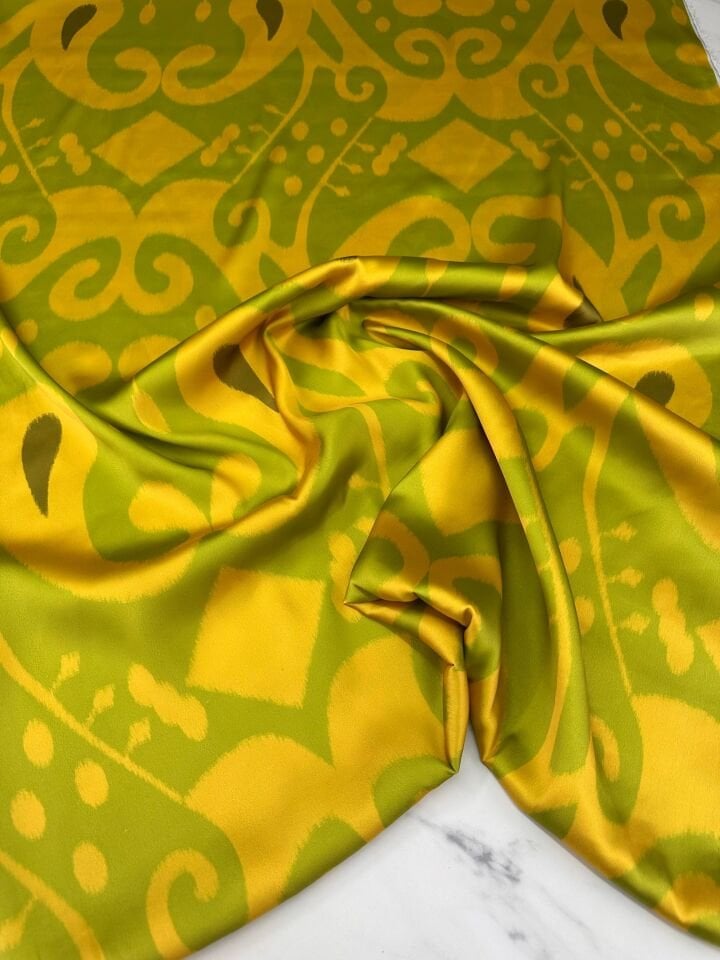 Özbek Desen Elbiselik Gömleklik İpek Saten Kumaş