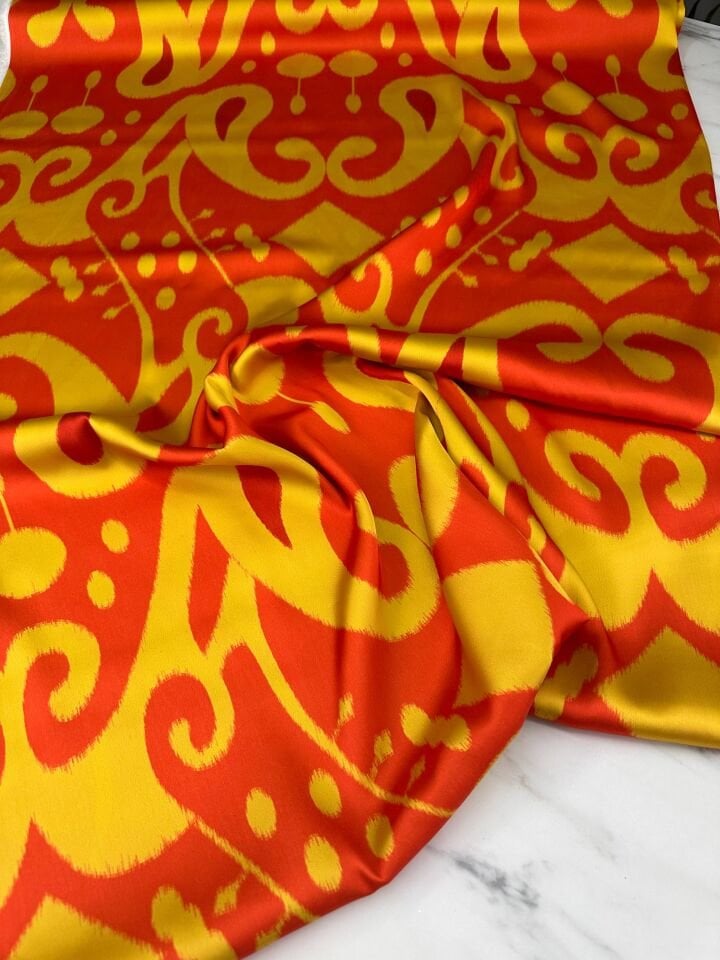 Özbek Desen Elbiselik Gömleklik Saten Kumaş