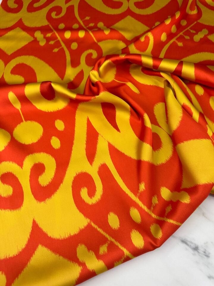 Özbek Desen Elbiselik Gömleklik Saten Kumaş