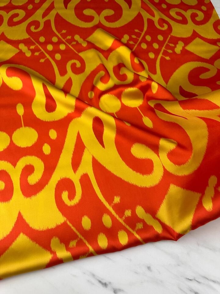 Özbek Desen Elbiselik Gömleklik Saten Kumaş