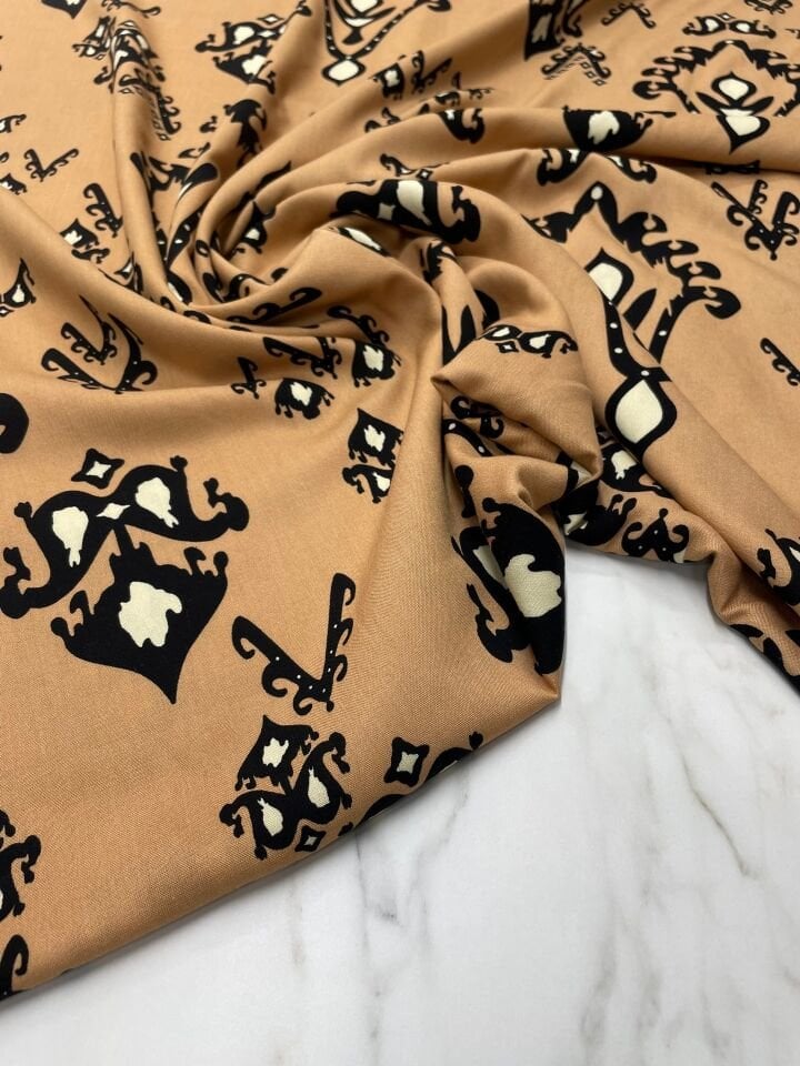 İkat Desen Yüzde Yüz Pamuklu Elbiselik Viskon