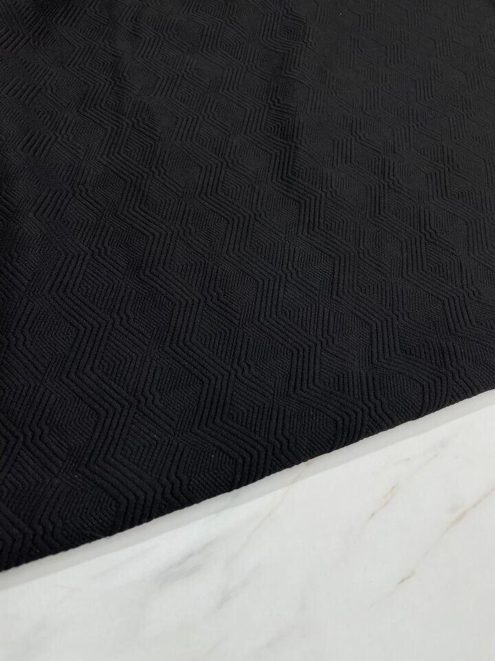 Siyah Örme Kaptone Elbiselik Switlik Ceketlik Kumaş