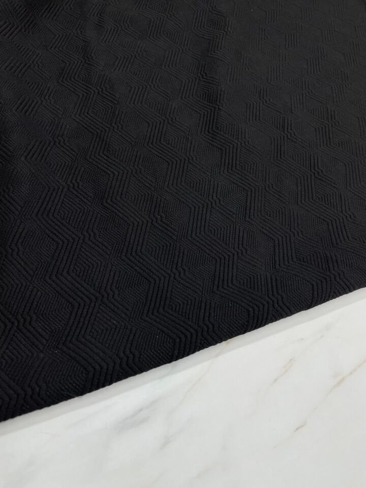 Siyah Örme Kaptone Elbiselik Switlik Ceketlik Kumaş