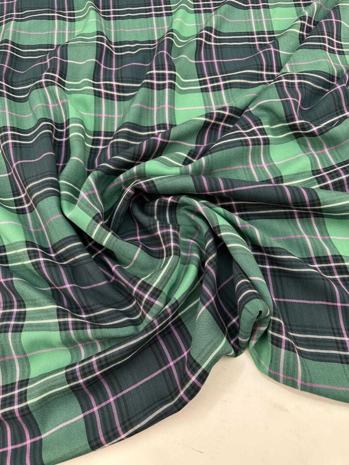 İndirimli Ekose Viskon Elbise Etek Gömlek Tunik