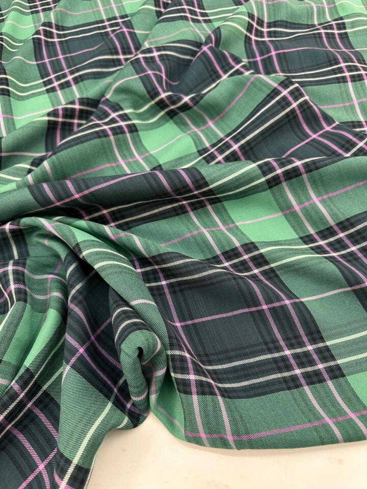 İndirimli Ekose Viskon Elbise Etek Gömlek Tunik