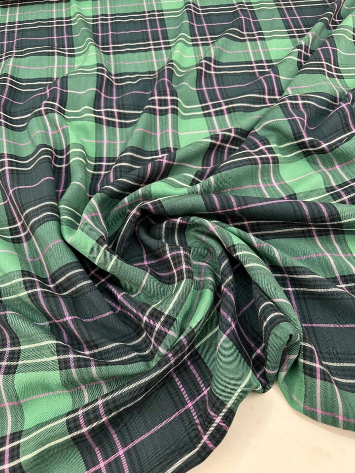 İndirimli Ekose Viskon Elbise Etek Gömlek Tunik