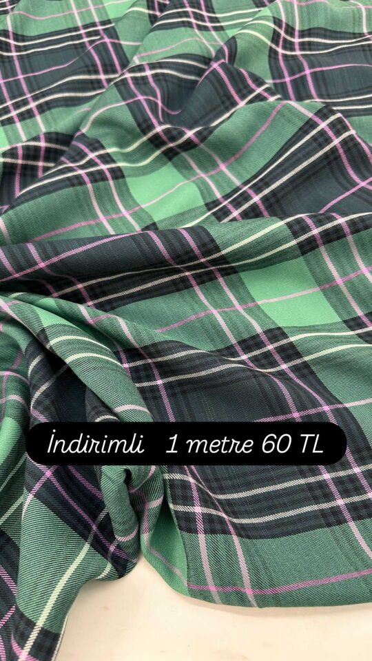 İndirimli Ekose Viskon Elbise Etek Gömlek Tunik