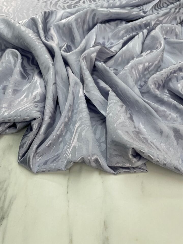 Gri Zebra Desen Elbiselik Jakar Kumaş