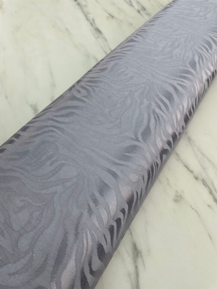 Gri Zebra Desen Elbiselik Jakar Kumaş