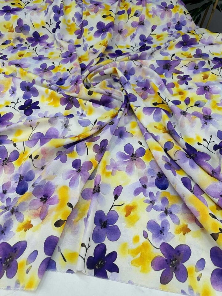 Milas Çiçegi Likralı Krep Kumaş