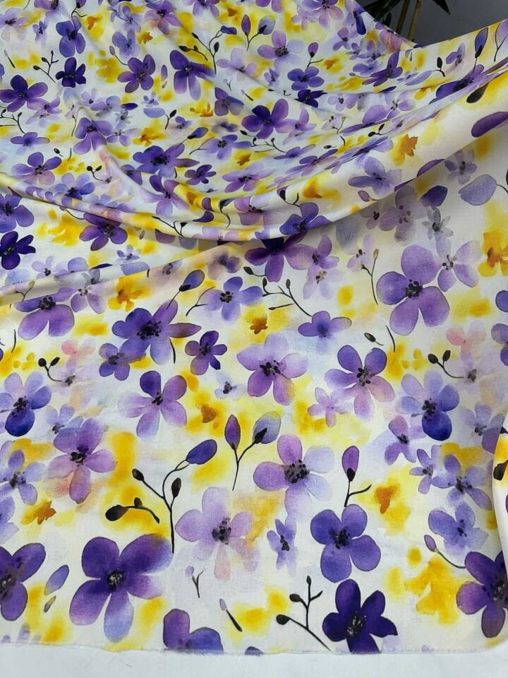 Milas Çiçegi Likralı Krep Kumaş