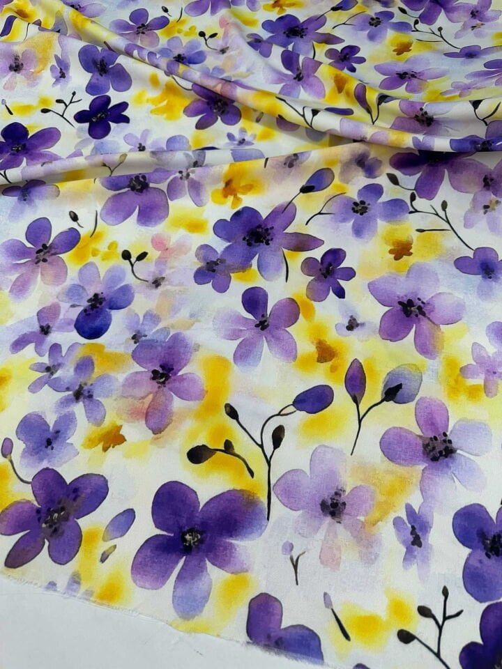 Milas Çiçegi Likralı Krep Kumaş