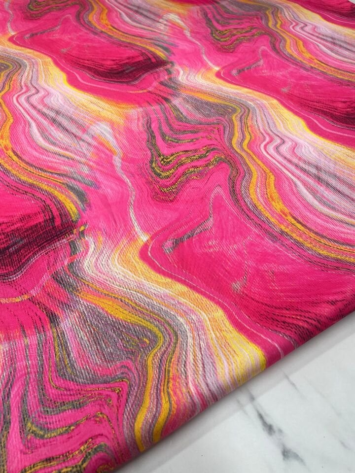 Pembe Desen Elbiselik Gömleklik Tivil Saten Kumaş
