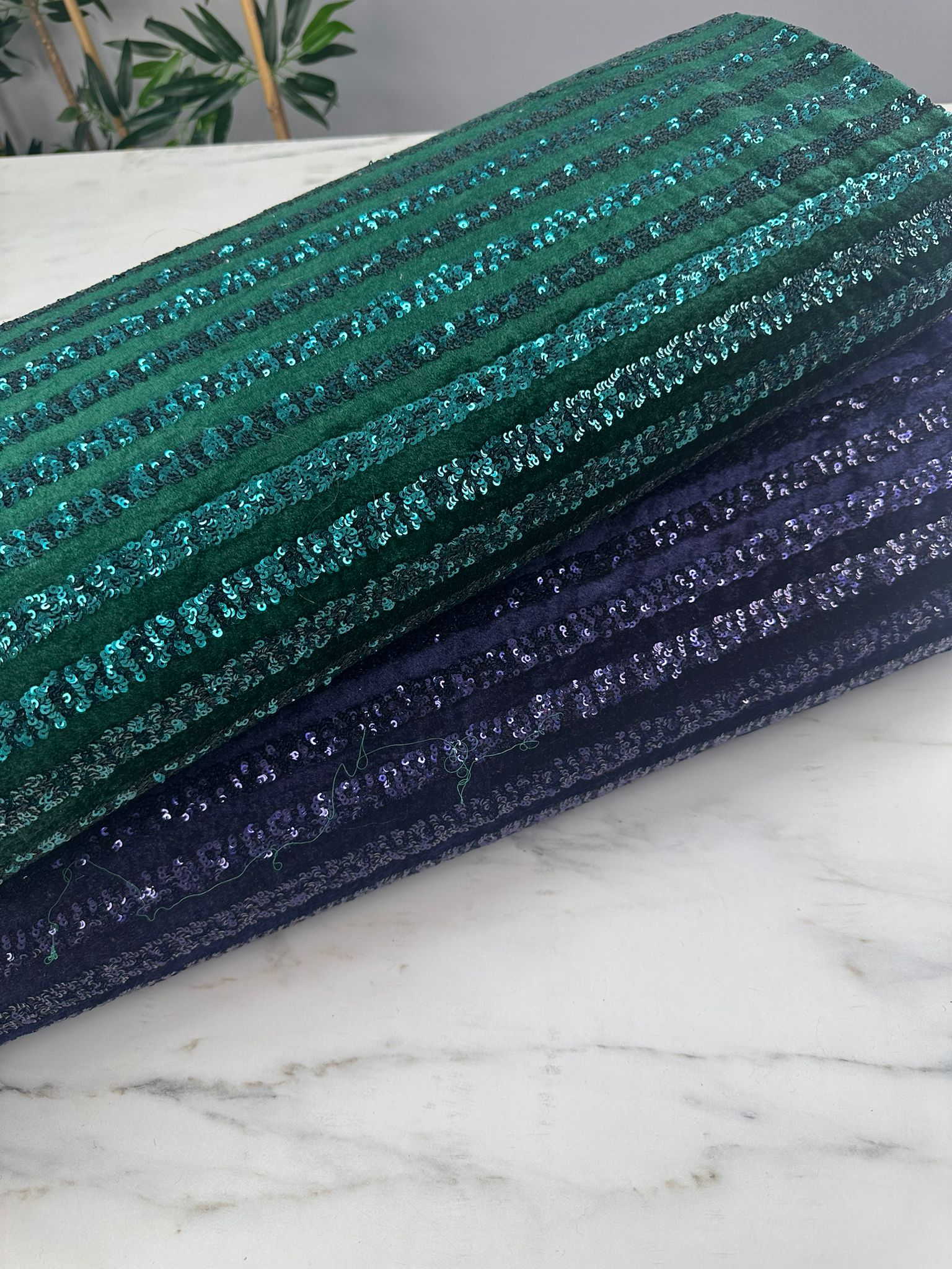 Payet İşleme Kadife Elbise Ceket Şalvar