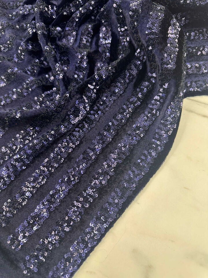 Payet İşleme Kadife Elbise Ceket Şalvar