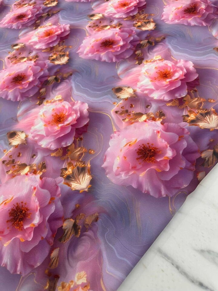 Saray Desen Fantazi Krep Kumaş Elbise etek Gömlek Şalvar