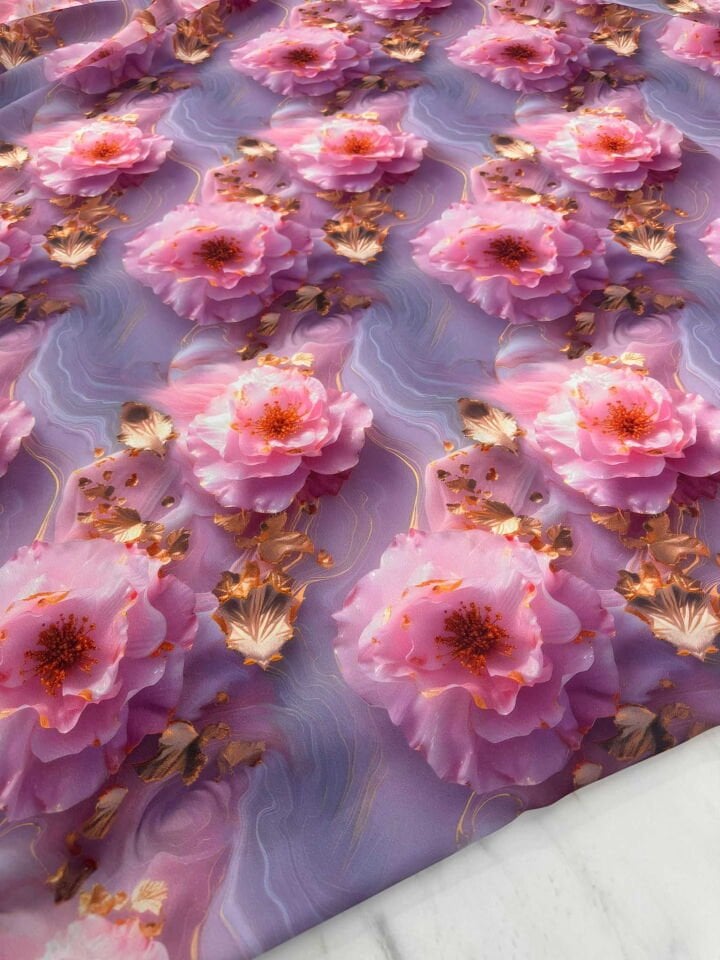 Saray Desen Fantazi Krep Kumaş Elbise etek Gömlek Şalvar