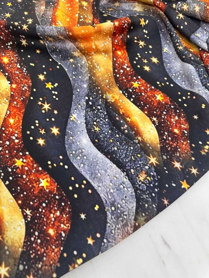 Desenli İpek Saten Elbise Gömlek Etek Şalvar