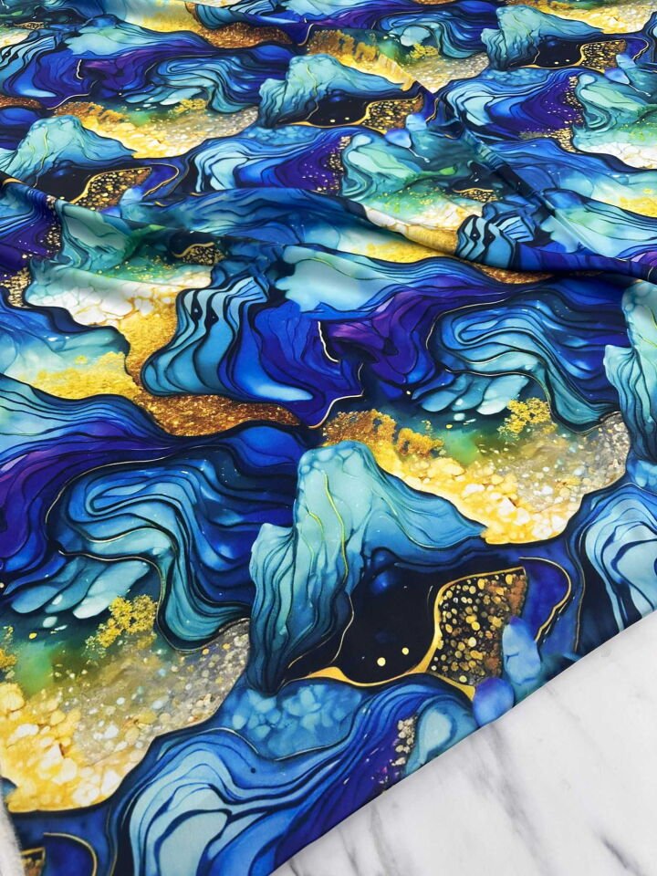 Desenli İpek Saten Elbise etek Gömlek Şalvar