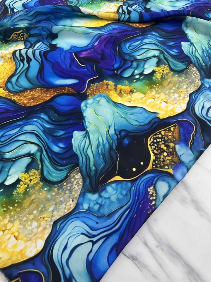 Desenli İpek Saten Elbise etek Gömlek Şalvar