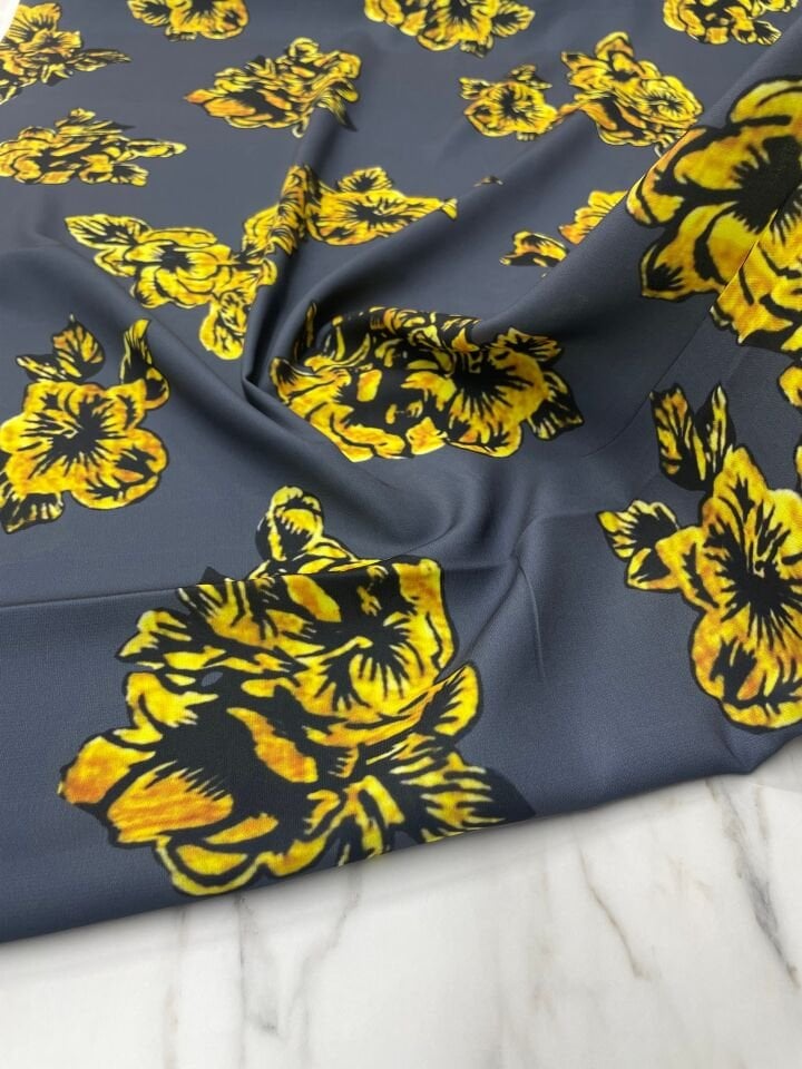 Desenli Cesika Krep Likralı Elbise Etek Gömlek Şalvar