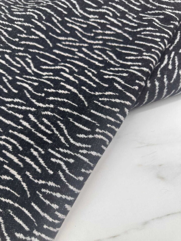 Sıyah Beyaz Kırçıl Desen Elbise Etek Ceket Tunik