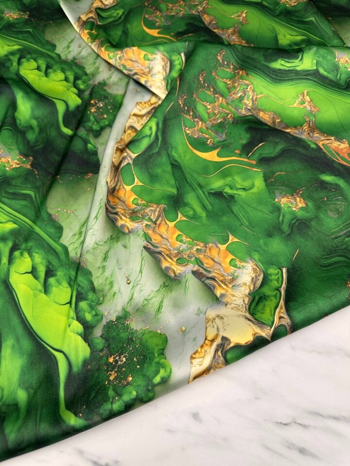 Verzoa Desen Elbiselik Gömleklik İpek Saten