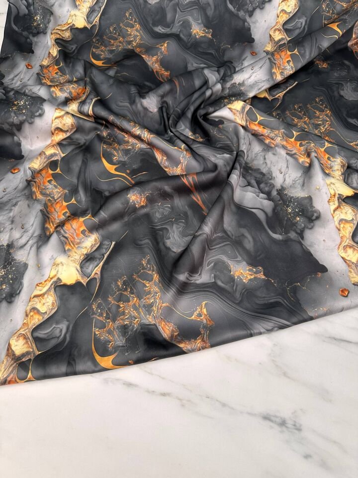 Merzo Desen Elbiselik Gömleklik İpek Saten