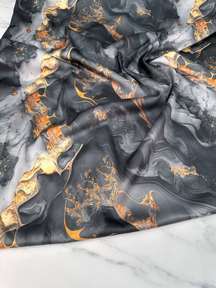 Merzo Desen Elbiselik Gömleklik İpek Saten