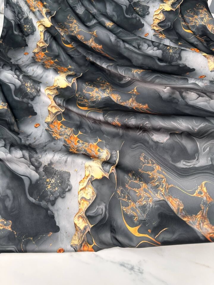 Merzo Desen Elbiselik Gömleklik İpek Saten