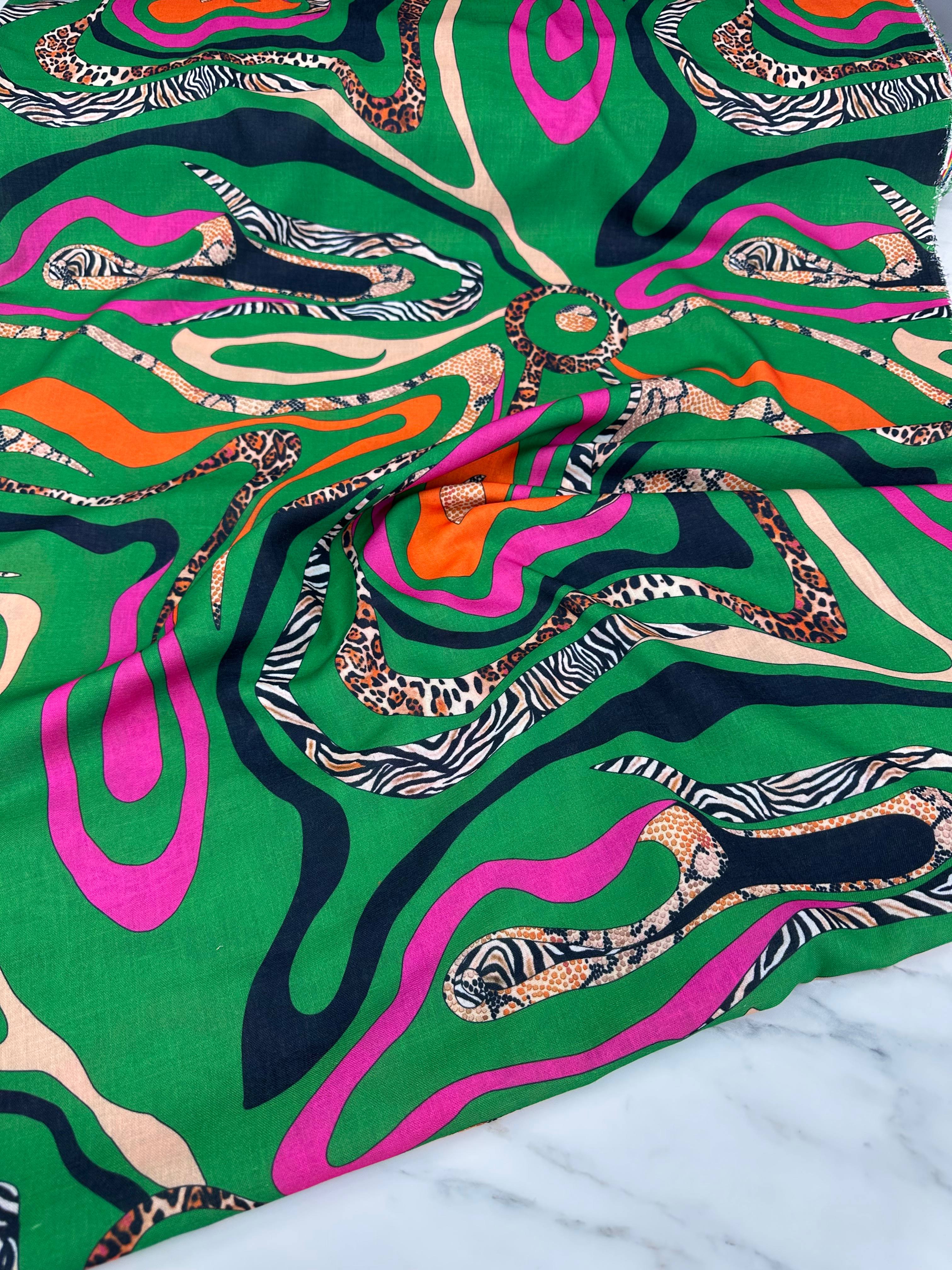 Leopar Zebra Desen Elbiselik Pantolonluk Keten Kumaş