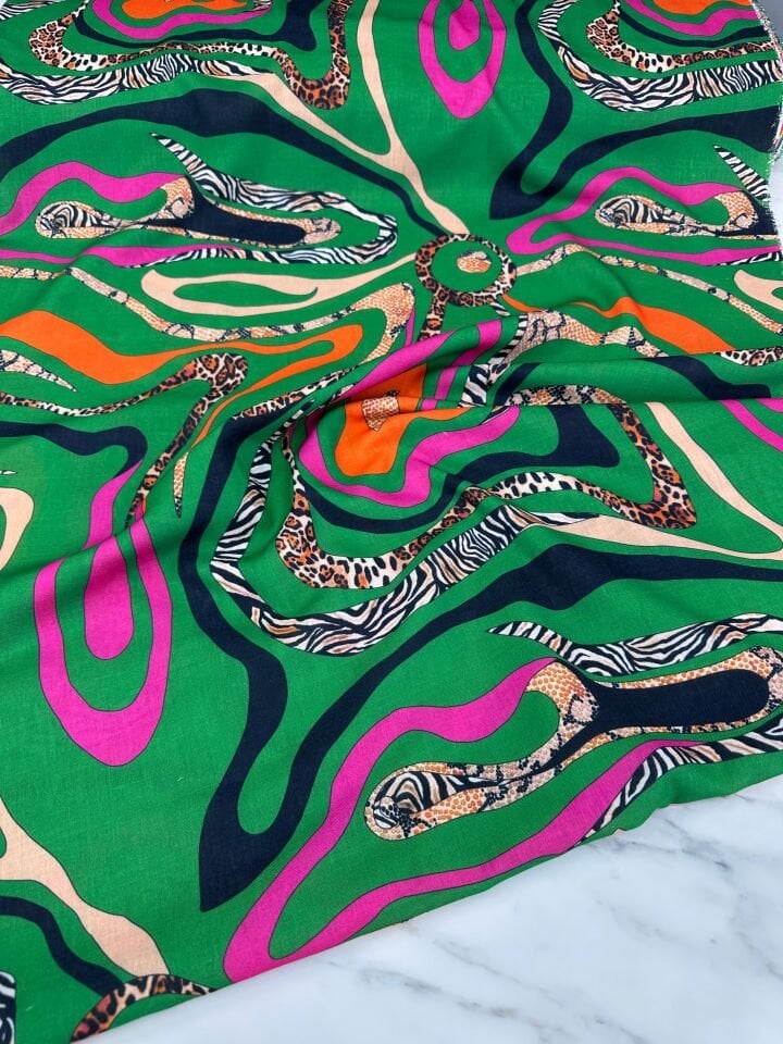 Leopar Zebra Desen Elbiselik Pantolonluk Keten Kumaş