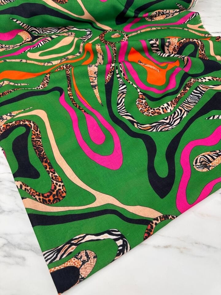 Leopar Zebra Desen Elbiselik Pantolonluk Keten Kumaş