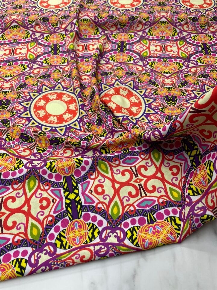 Özbek Desen Elbiselik Gömleklik Krep Kumaş