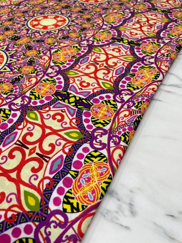 Özbek Desen Elbiselik Gömleklik Krep Kumaş