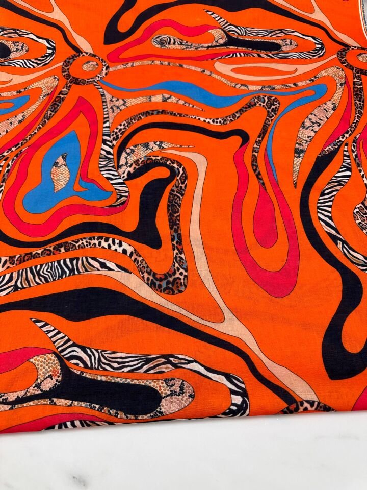 Fantazi Desen Elbiselik Pantolonluk Keten Kumaş