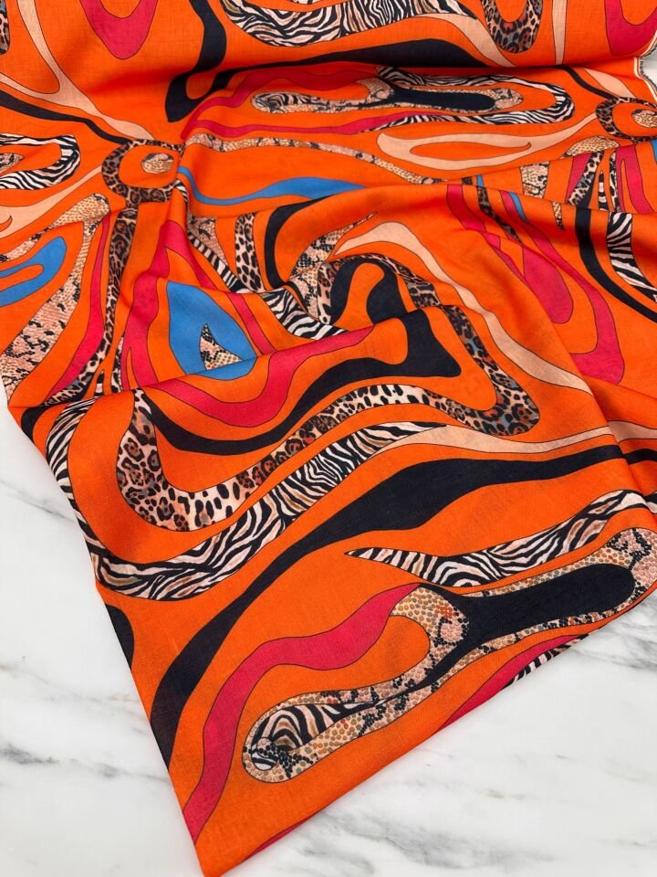 Fantazi Desen Elbiselik Pantolonluk Keten Kumaş