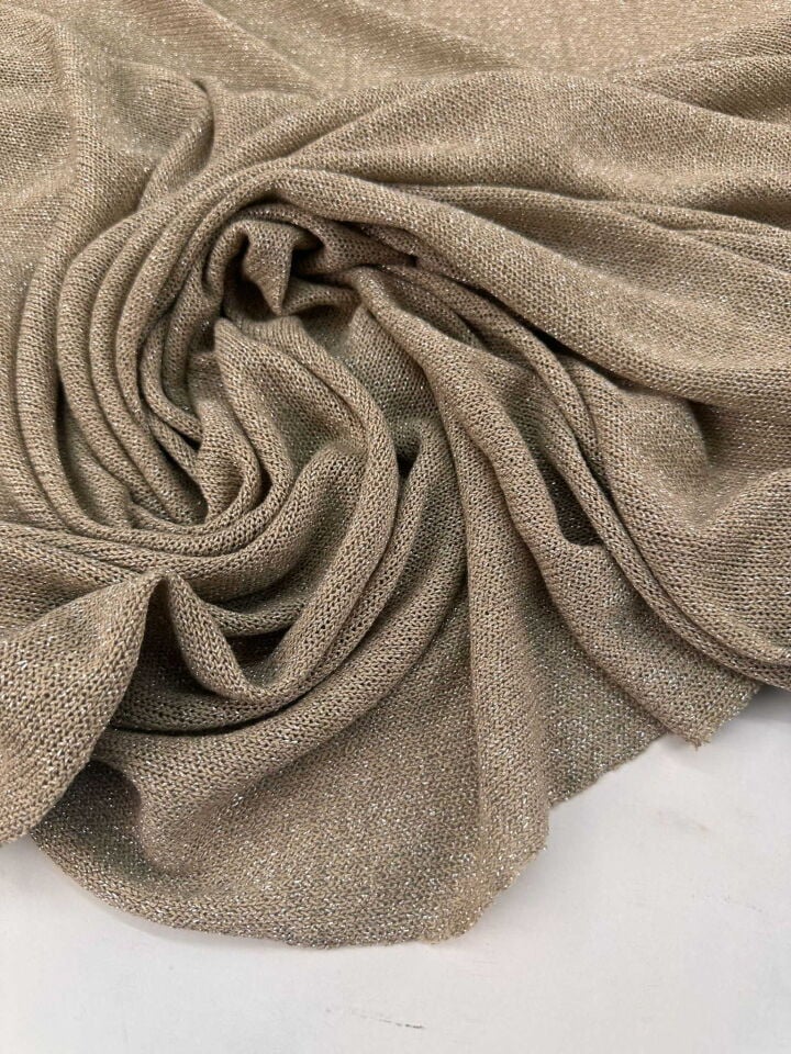 Simli Triko Yumuşak Dökümlü Altın Sim Dokuma Etek Elbise Hırka