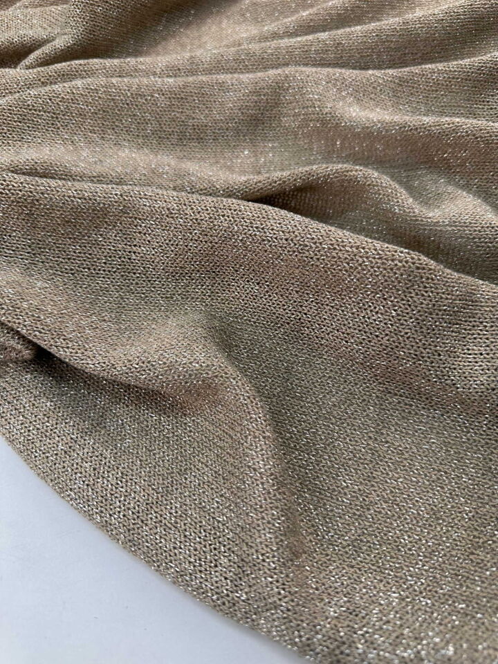 Simli Triko Yumuşak Dökümlü Altın Sim Dokuma Etek Elbise Hırka