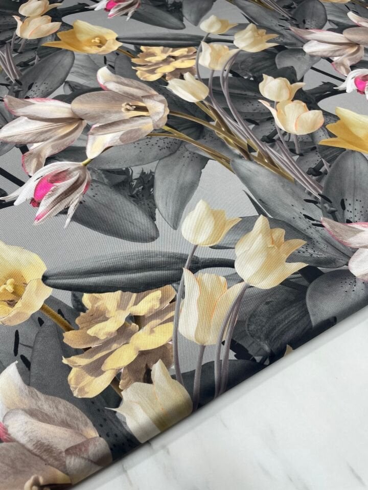 Çuha Çiçeği Desen Elbiselik Gömleklik Tivil Saten Kumaş