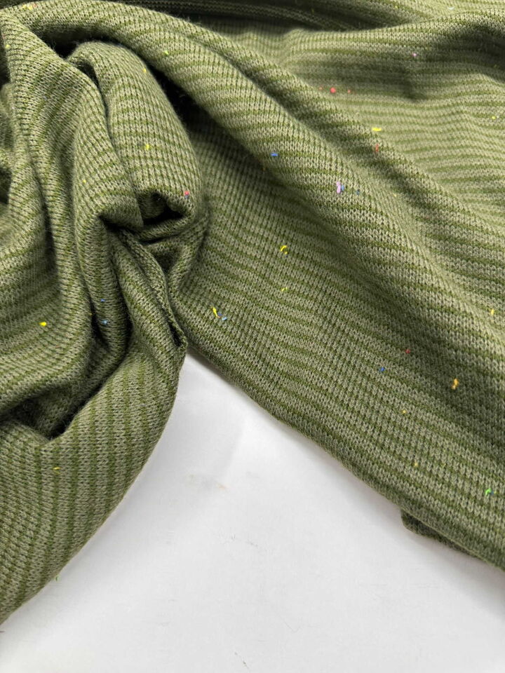 Haki Yeşili Armüllü Örme Kumaş Elbise Etek Bluz Hırka