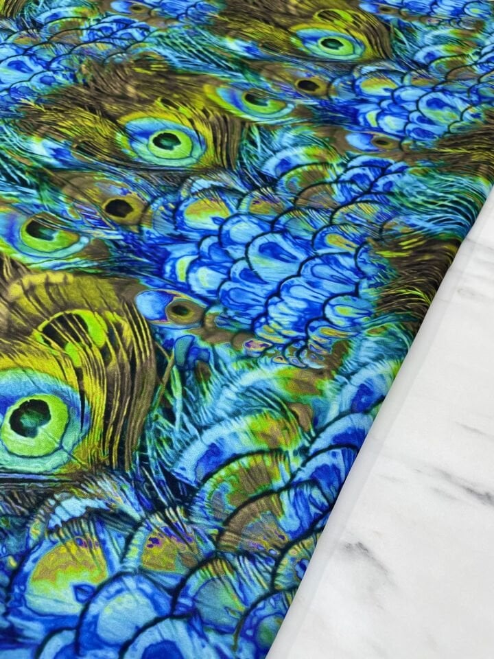 Tavus Tüyü Desen Elbiselik Gömleklik Krep Kumaş