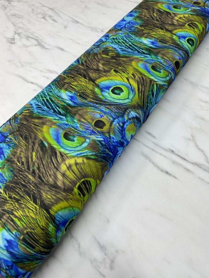 Tavus Tüyü Desen Elbiselik Gömleklik Krep Kumaş