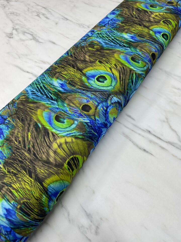 Tavus Tüyü Desen Elbiselik Gömleklik Krep Kumaş