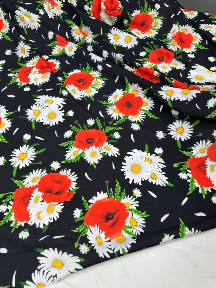 Papatyam Dijital Baskı Krep Kumaş