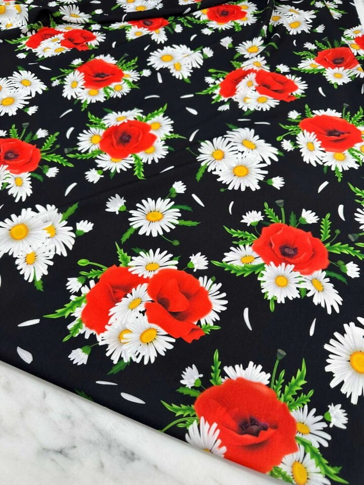 Papatyam Dijital Baskı Krep Kumaş