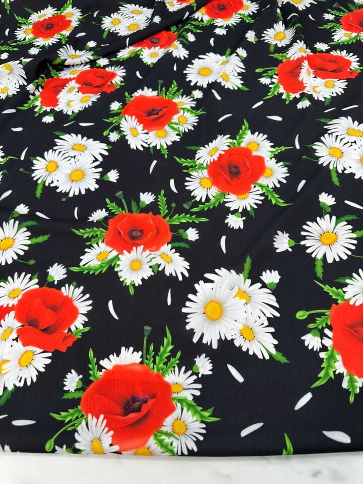 Papatyam Dijital Baskı Krep Kumaş